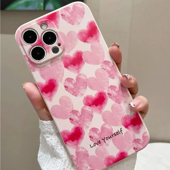 Accessories - ⚠️Clearance iPhone 14/Pro/Pro Max Pink Hearts Pattern Phone Case